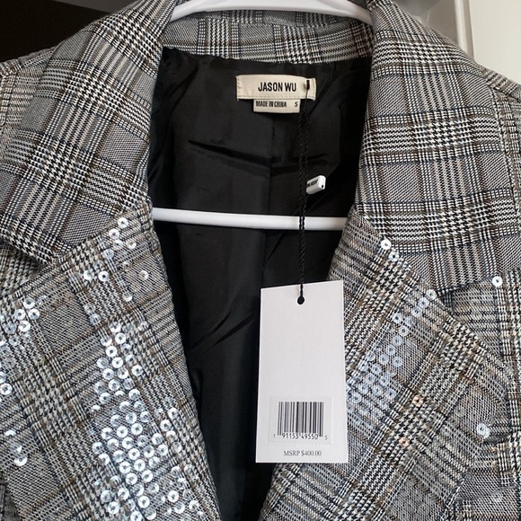 Jason Wu checked double breasted sequin blazer Size Small - Picture 2 of 5